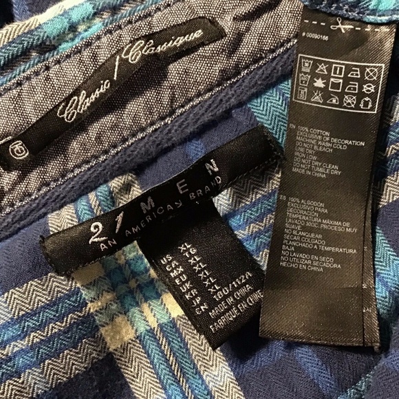 Men's Forever 21 Classic Blue Flannel Shirt XLarge - Picture 5 of 5